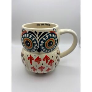 Adorable Owl Coffee Mug Stop Smile Breathe Ceramic Whimsical Fun